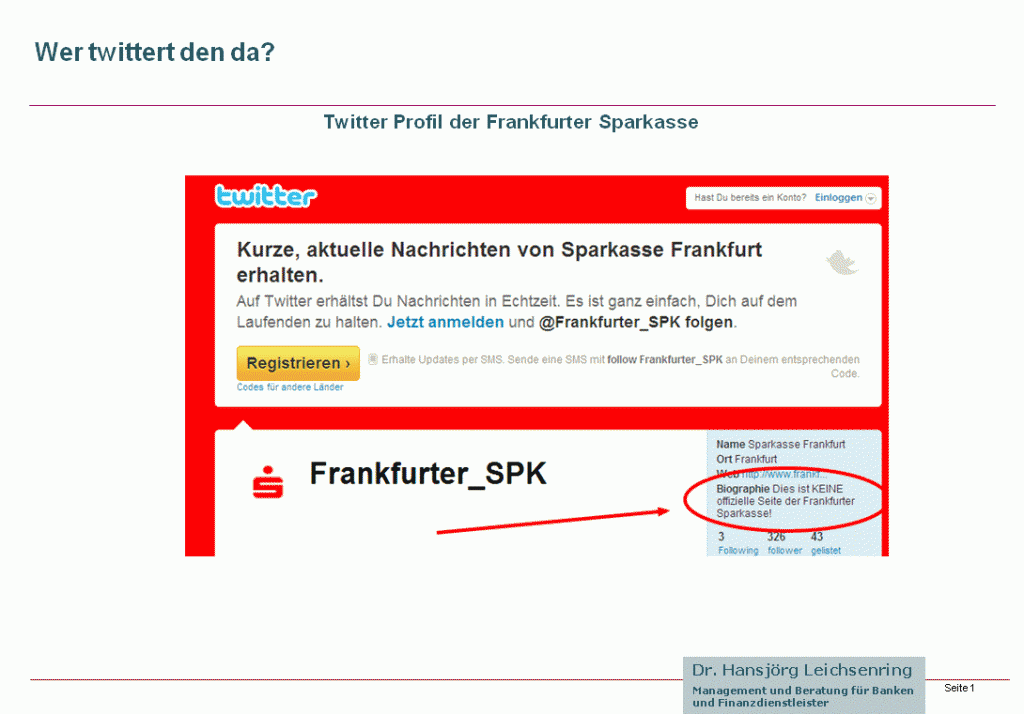 Twitter Account der Frankfurter Sparkasse