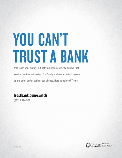Vertrauen ist ein beliebtes Thema in vielen Anzeigen von Banken