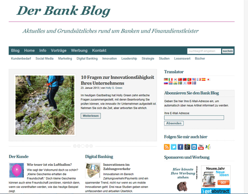 Der Bank Blog bietet Berichte über Social Media, Innovation, Kundenservice und mehr in Banken und Sparkassen