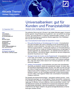 Studie über die Vorteile des Universalbankensystems für die Banken und Volkswirtschaften