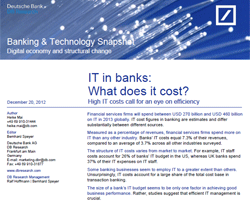Kosten und Effizienz des IT Einsatzes in Banken und Sparkassen