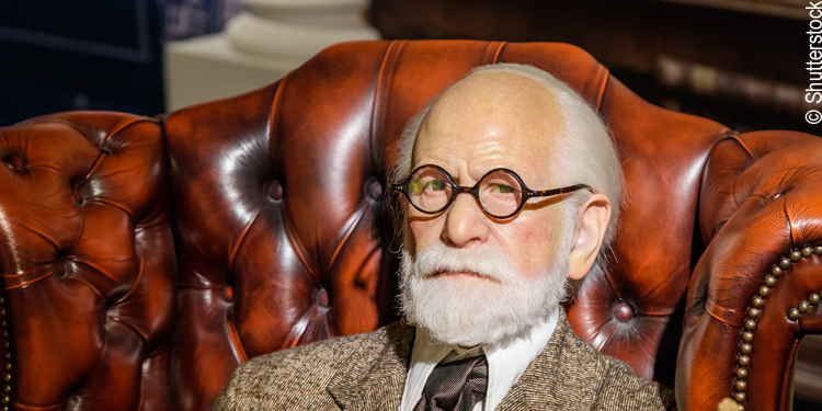 Dr. Sigmund Freud auf seiner Couch