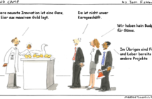 Cartoon: Innovationen stoßen in vielen Banken mitunter an Grenzen