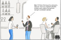 Cartoon: Disruptive Innovation bei FinTech-Startups liegt im Trend