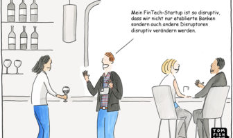 Cartoon: Disruptive Innovation bei FinTech-Startups liegt im Trend