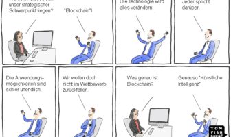 Cartoon: Der Blockchain Hype