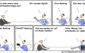 Cartoon: Eine neue digitale Multikanalstrategie im Banking
