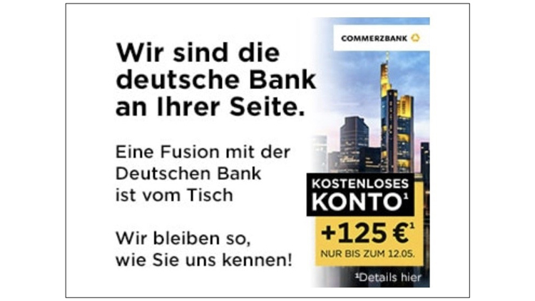 Commerzbank-Werbung nach gescheiterter Fusion