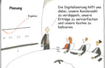 Cartoon: Erfolg für Banken durch Digitalisierung