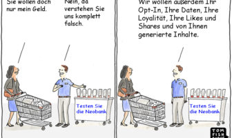 Cartoon: Was Neobanken von neuen Kunden wollen