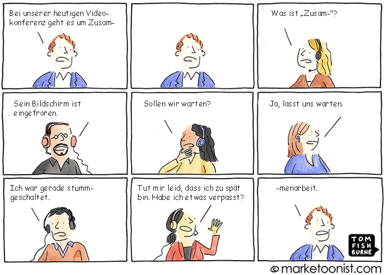 Cartoon: Die Tücken einer Videokonferenz
