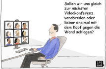 Cartoon: Zu viele Videokonferenzen ermüden
