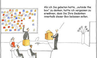 Cartoon: Outside the Box zu denken ist nicht immer einfach