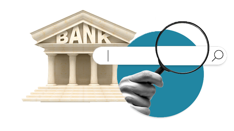 Verbraucher suchen auf der Webseite einer Bank nach passenden Finanzlösungen