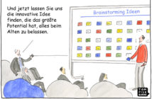 Cartoon: Brainstorming für Innovationen in Banken und Sparkassen