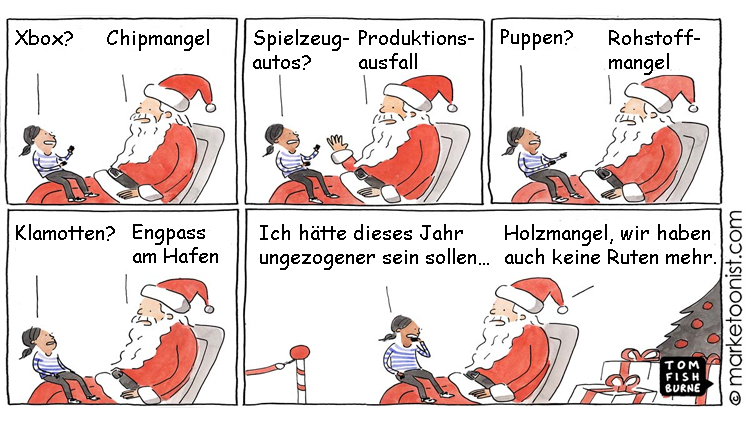 Cartoon: Weihnachten wird ein Fest der Lieferengpässe