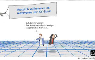 Cartoon: Willkommen im Metaverse unserer Bank