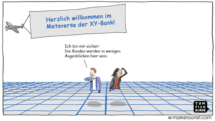 Cartoon: Welcome to our bank's metaverse