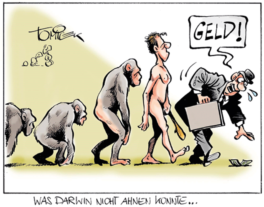 Cartoon: Was Darwin über Geld nicht ahnen konnte