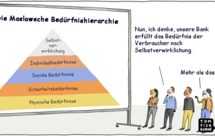 Cartoon: Banken und die Maslowsche Bedürfnispyramide