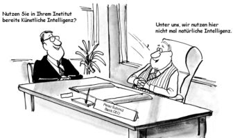Cartoon: Geringe Nutzung Künstlicher Intelligenz in Banken