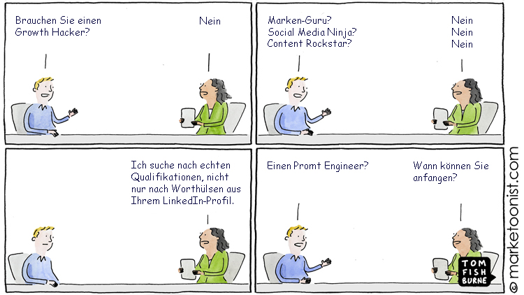Cartoon: Einstellungsgespräch mit einem IT-Fachmann