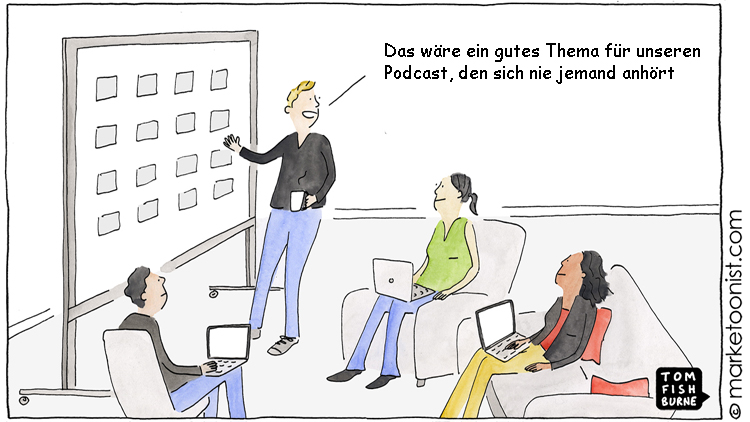 Cartoon: Ein großer Teil der Podcasts findet nur wenige Hörer