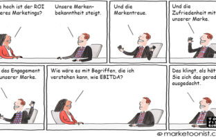 Cartoon: Die Suche nach dem ROI von Marketing