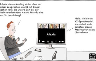 Cartoon: Wenn menschliche Arbeit an künstliche Intelligenz delegiert wird